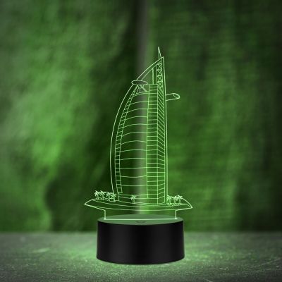 3D Illusion Burj-al-arab Led Night Lamp Multicolored Light Gift for Birthday